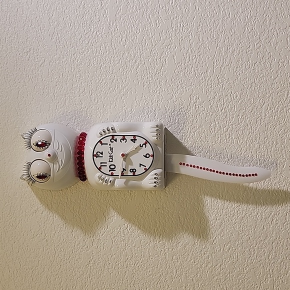 CUSTOM Jeweled White Lady Kit-Cat Klock clock - Picture 1 of 8